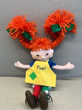 Pippi Longstocking Plush Doll 16” Rag Doll Red Braids Storybook Character Toy